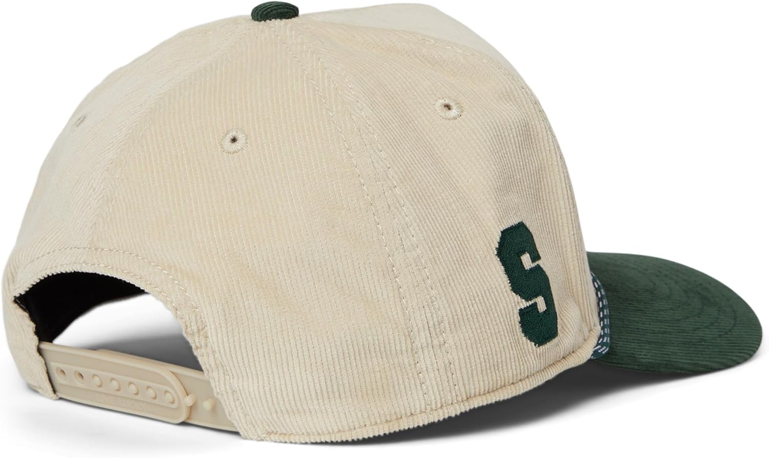 Black Clover Standard Michigan State Legacy Adjustable Snapback Hat, Natural/Dark Green/Corduroy with Rope HD Patch - Image 2