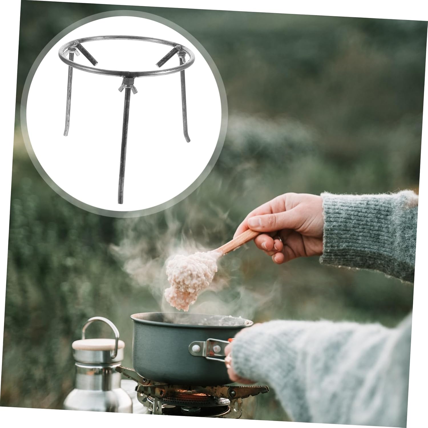 Mipcase Outdoor Cooking Tripod Stand Durable Steel Campfire Grill Tripod for Picnic Hiking Fishing and BBQ Removable Design for and Storage
