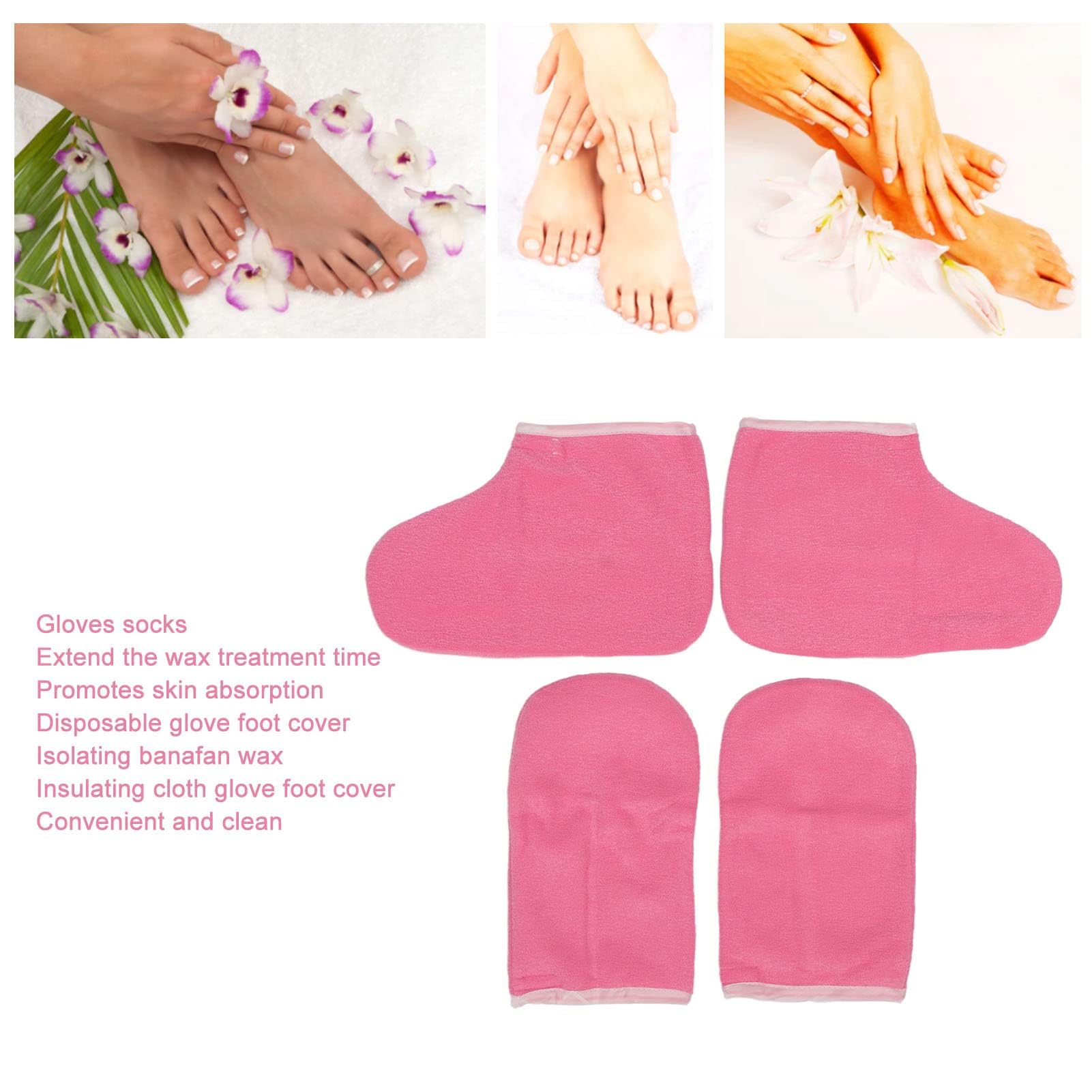 Revestimientos Para Manos Y Pies De Cera Parafina, Guantes Desechables Manoplas De Cera Juego De Pies Manoplas De Algodón Suave Pies Kit De Cuidado De Manos Para El Cuidado De Manos Y Pies