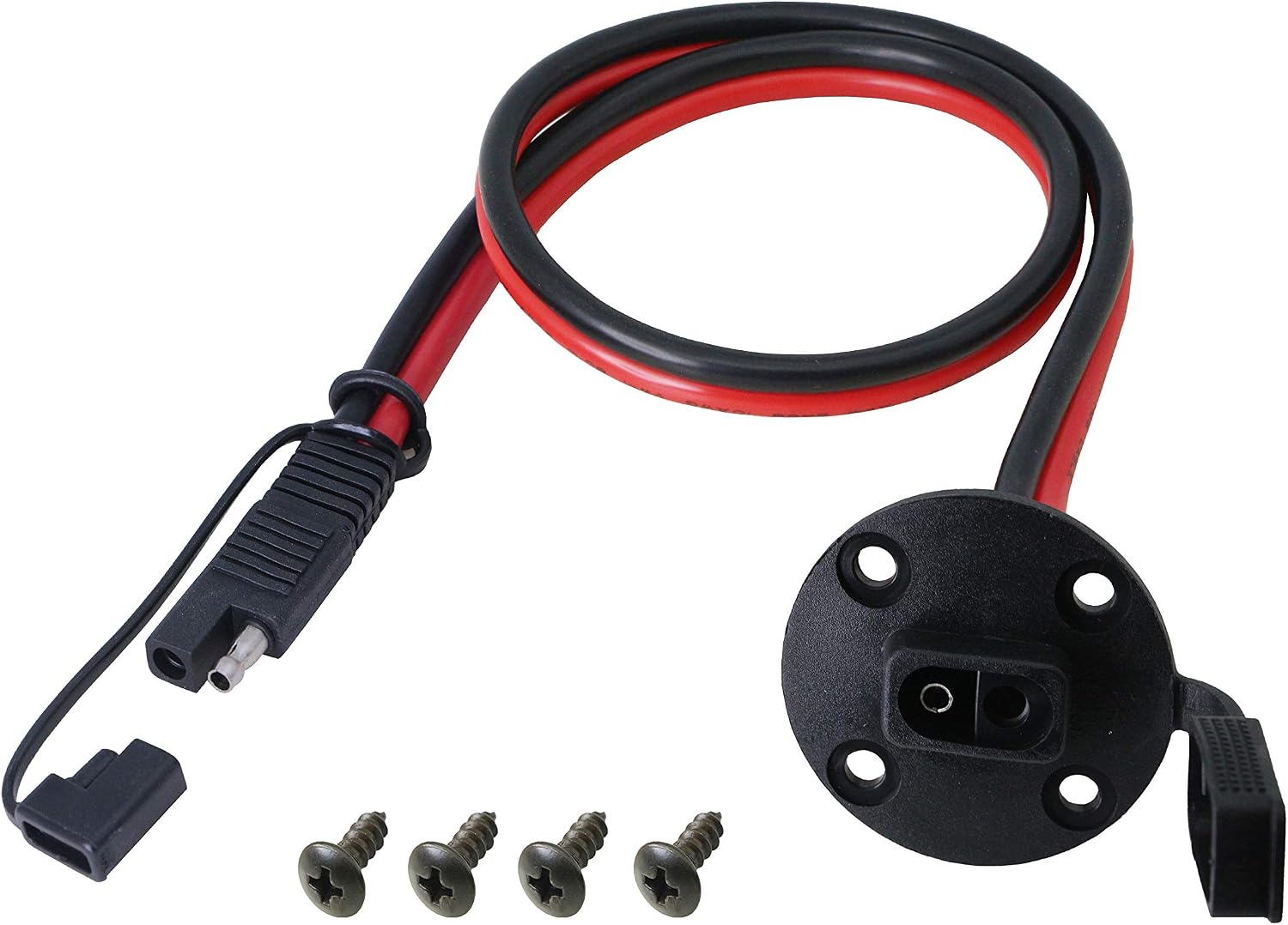 CERRXIAN 60cm 10 AWG SAE to SAE 2 Pin Quick Disconnect with Cap Power Automotive Panel Extension Cable with Screw Holes for Solar Panels Battrey