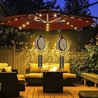2 Pack Solar Wind Chimes for Outside, 43" Peacock Hanging Wind Chime Lantern with Wire, Deep Tone Memorial Wind Chime Decoration for Home, Patio, Garden, Yard, Multicolour Wind Chimes Gifts