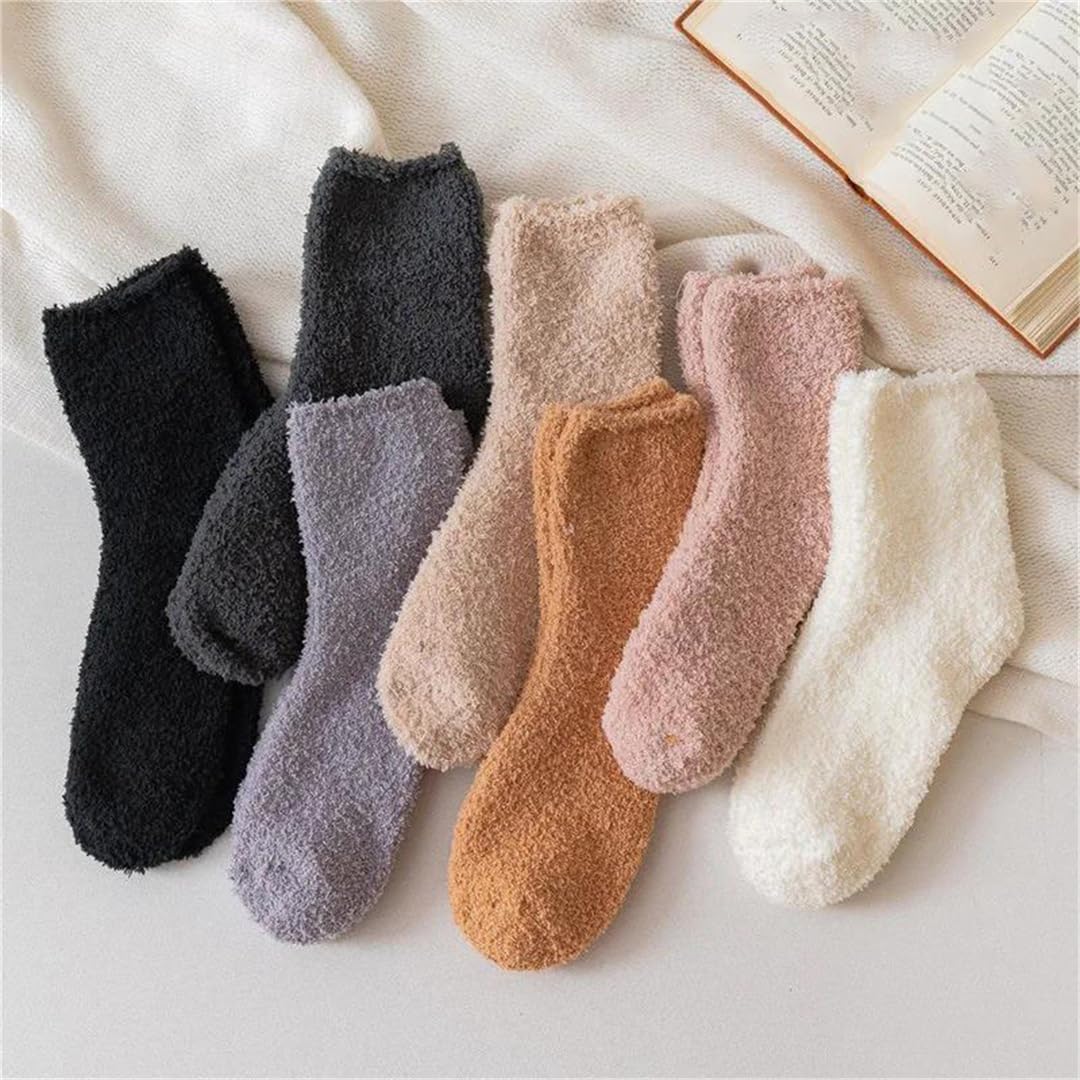 10 Pairs Women Solid Socks Thick Warm Mid Tube Casual Comfortable Floor Fashion Hosiery