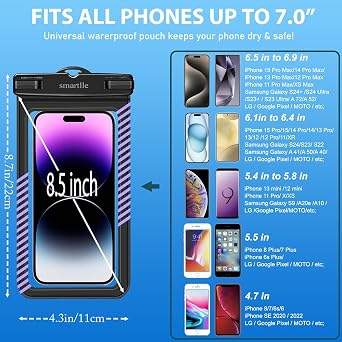 Waterproof Phone Pouches Bags Holder, Cell Phone Water Protectors 4 Pack for Swimming, IPX8 Waterproof Phone case Cover for iPhone 15 14 13 Pro Max 12 11, for Galaxy S24 S23 Ultra Up to 7