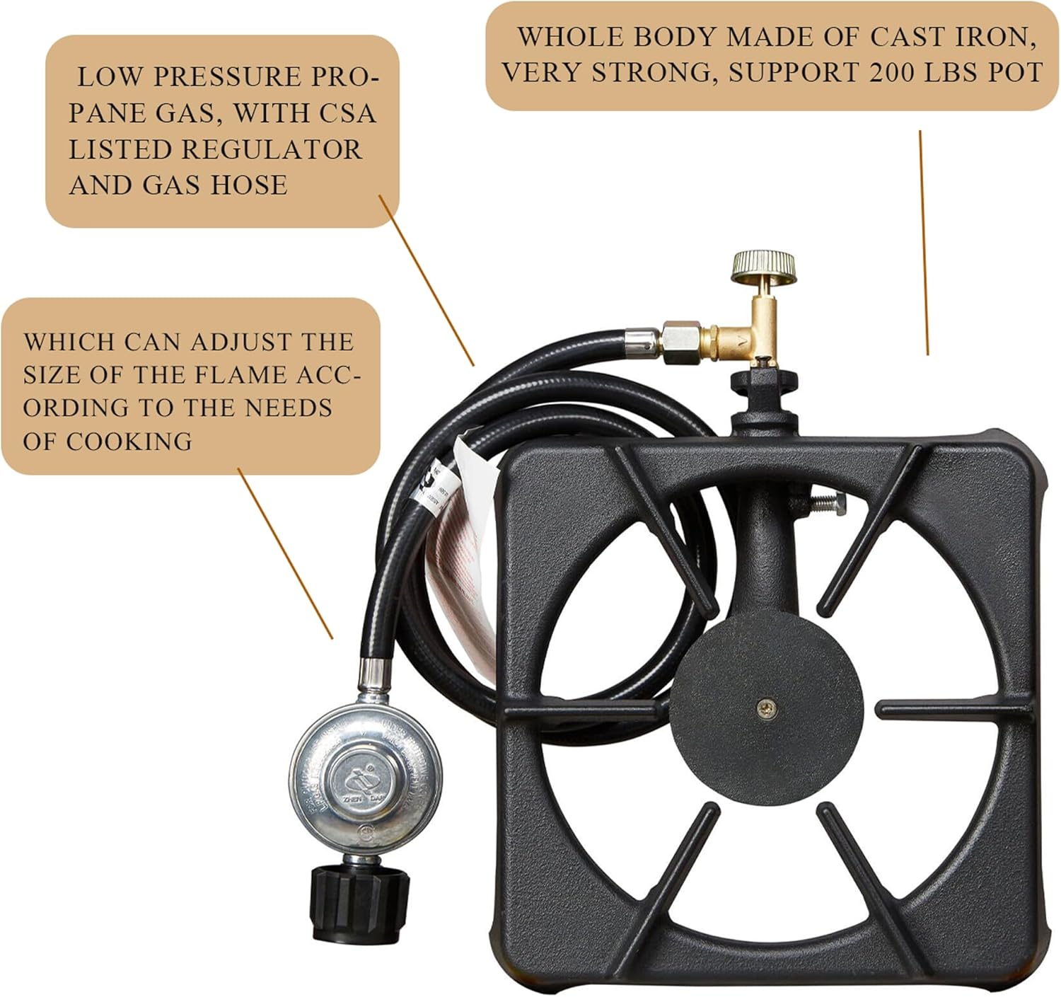 Vivicreate 10000 BTU Propane Garden Hiking Camp Camping Outdoor Stove Cooker with CSA listed Regulator and Gas Hose