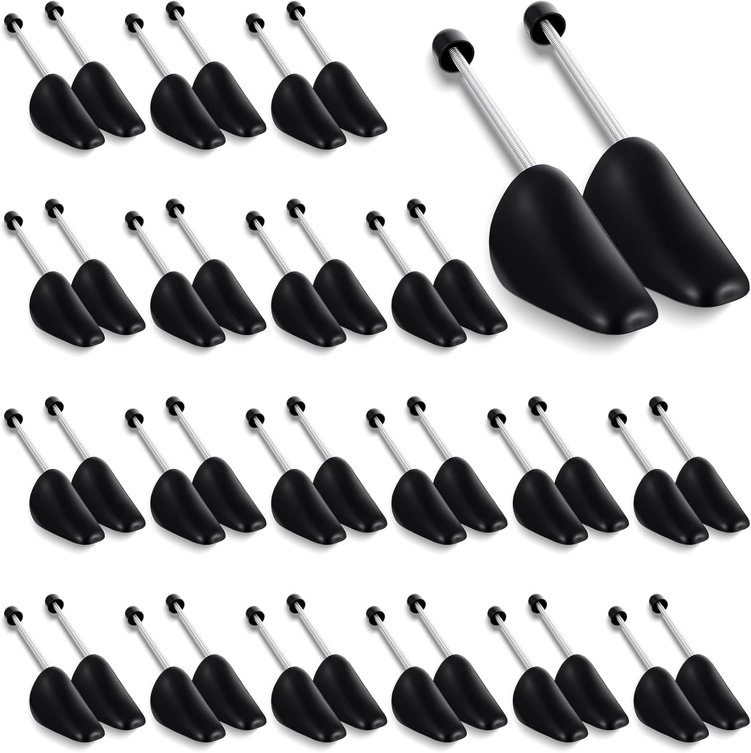 Plastic Shoe Trees for Mens Size 6-12, Black Shoe Stretcher with Adjustable Spring for Sneakers, Boots, Dress Shoes
