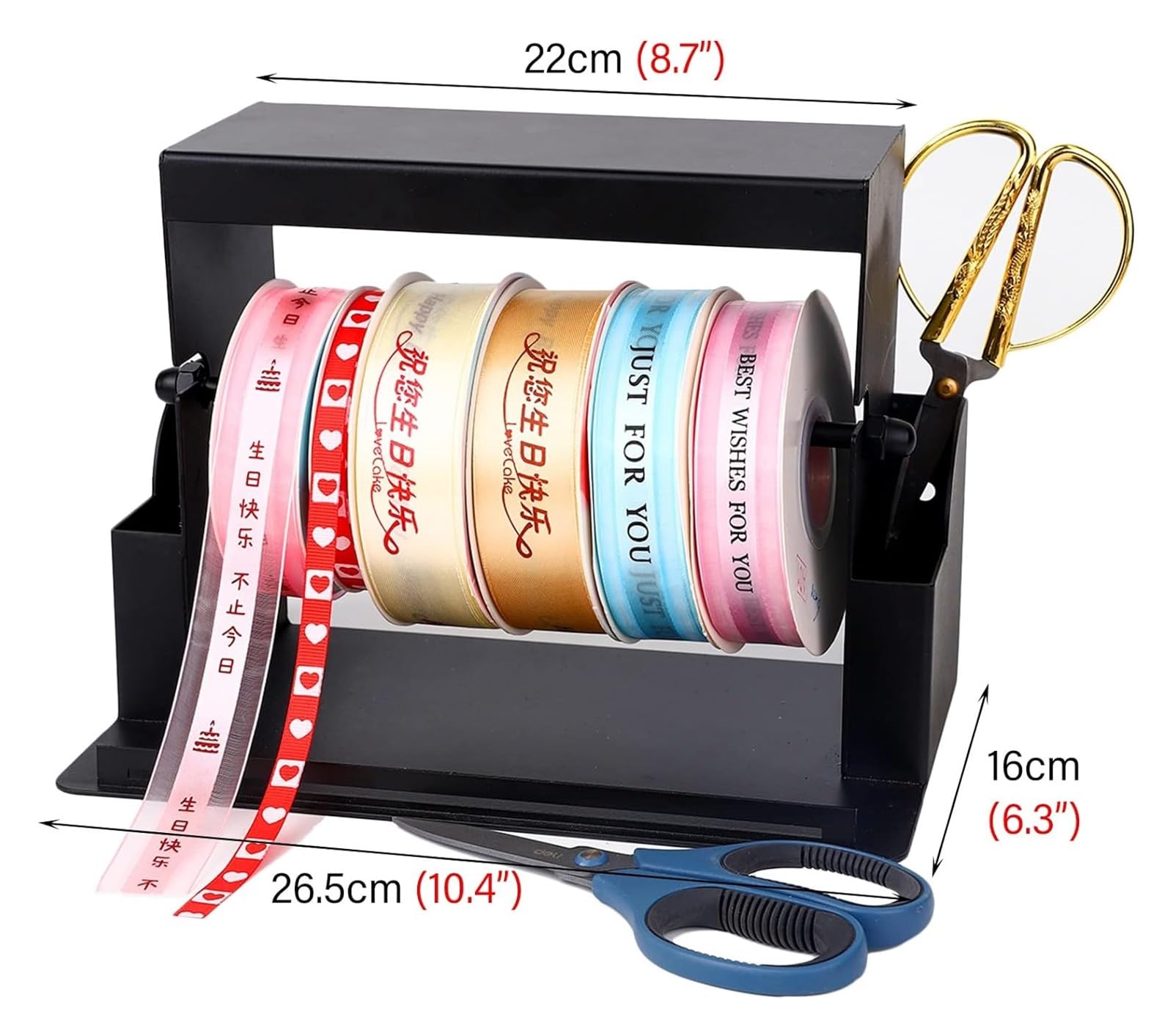 Organizer per nastri, dispenser in legno per carta da regalo, bobine di CD, rotoli di francobolli e bobine di filo
