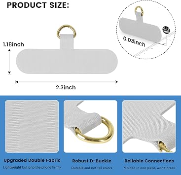 Phone Strap Tab, COCASES 4 Pack Phone Tether Tab Phone Strap Replacement Parts for iPhone Samsung Smartphones Grey x 2 | ユニバーサル交換用電話リーシュチャームパッチコネクター。iPhone、Android、Samsung、スマートフォン、携帯電話に対応。