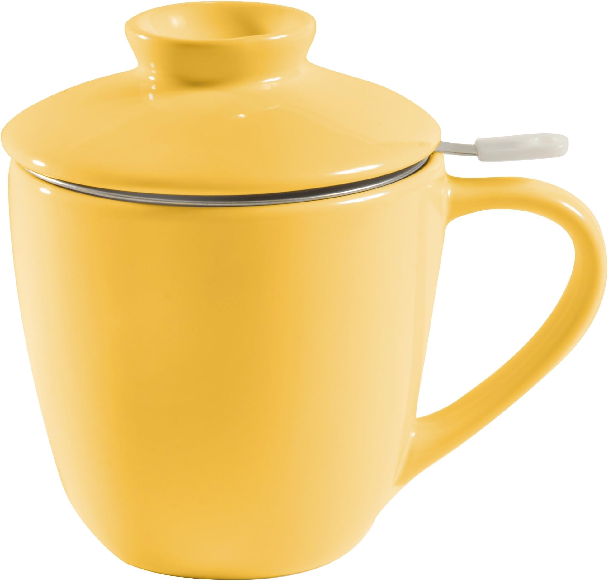 L Tremain 3-Piece Tea Steeper Mug, Yellow with White