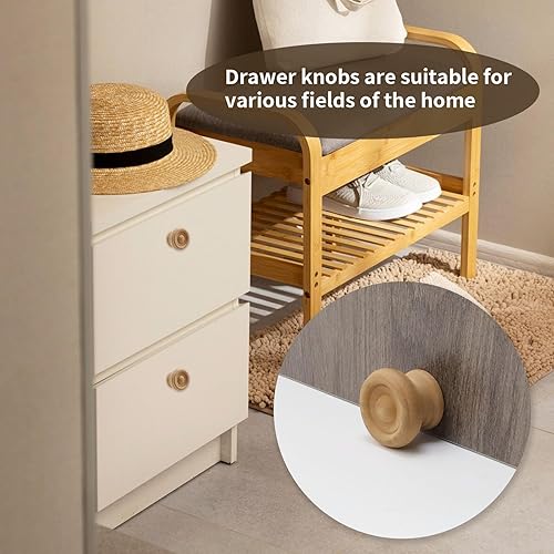 Miniatura 3 de Bitray 10 pomos de gabinete sin terminar perillas de madera natural para cajones