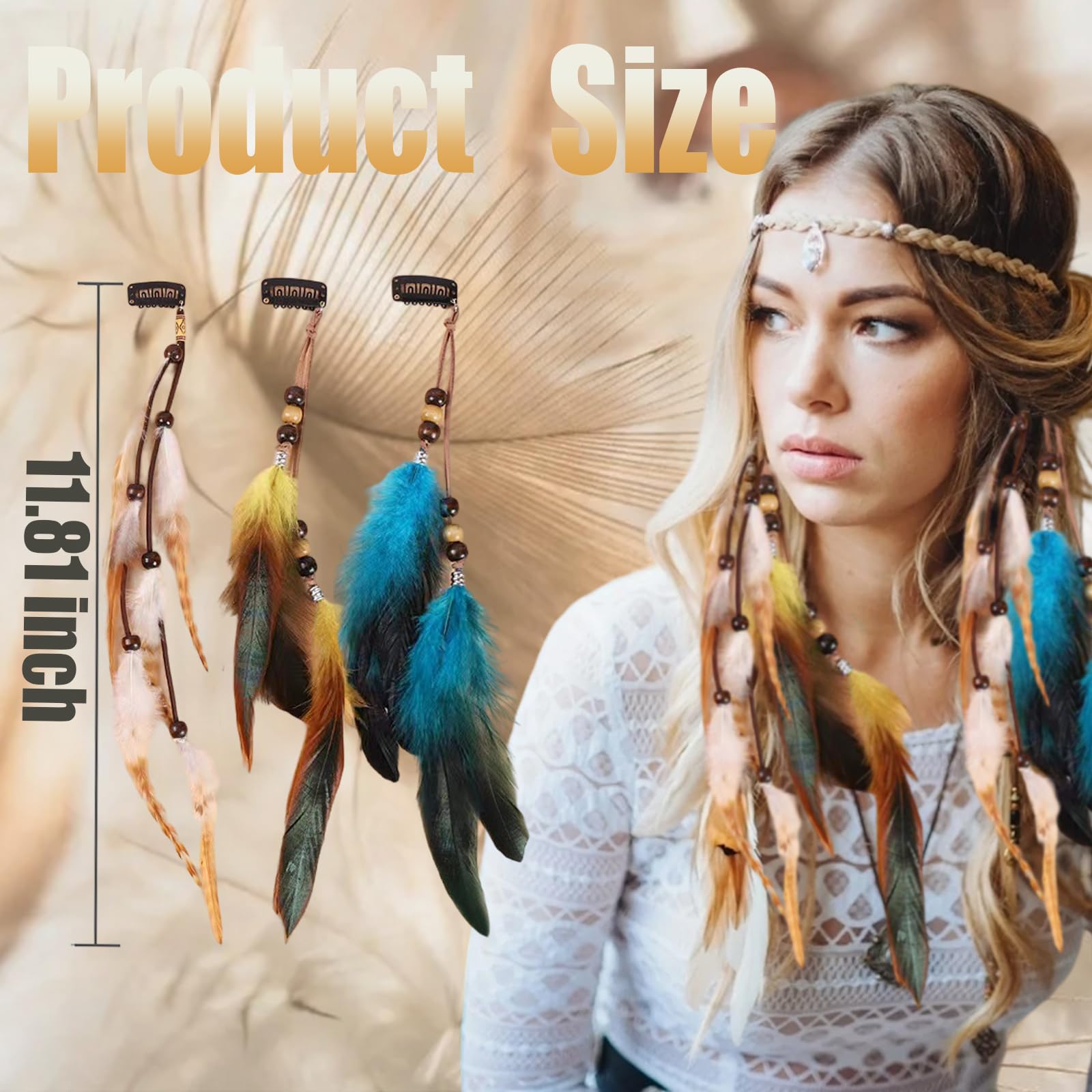 Boho feather bridal hair clip 71NU209Ya2L.jpg_BO30,255,255,  main image 2