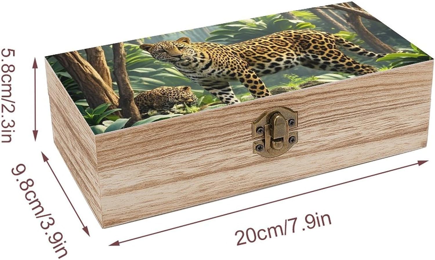 Leopard Print Jungle Wooden Decorative Storage Box Jewelry Box image 2
