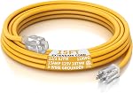 PLUGTUL 12 Gauge Extension Cord 25 Ft, Heavy Duty Outdoor Extension Cord Waterproof Lighted End SJTW, 3 Prong Grounded Plug for Safety, 15A 1875W, ETL Listed, Great for Garden and Home, Yellow