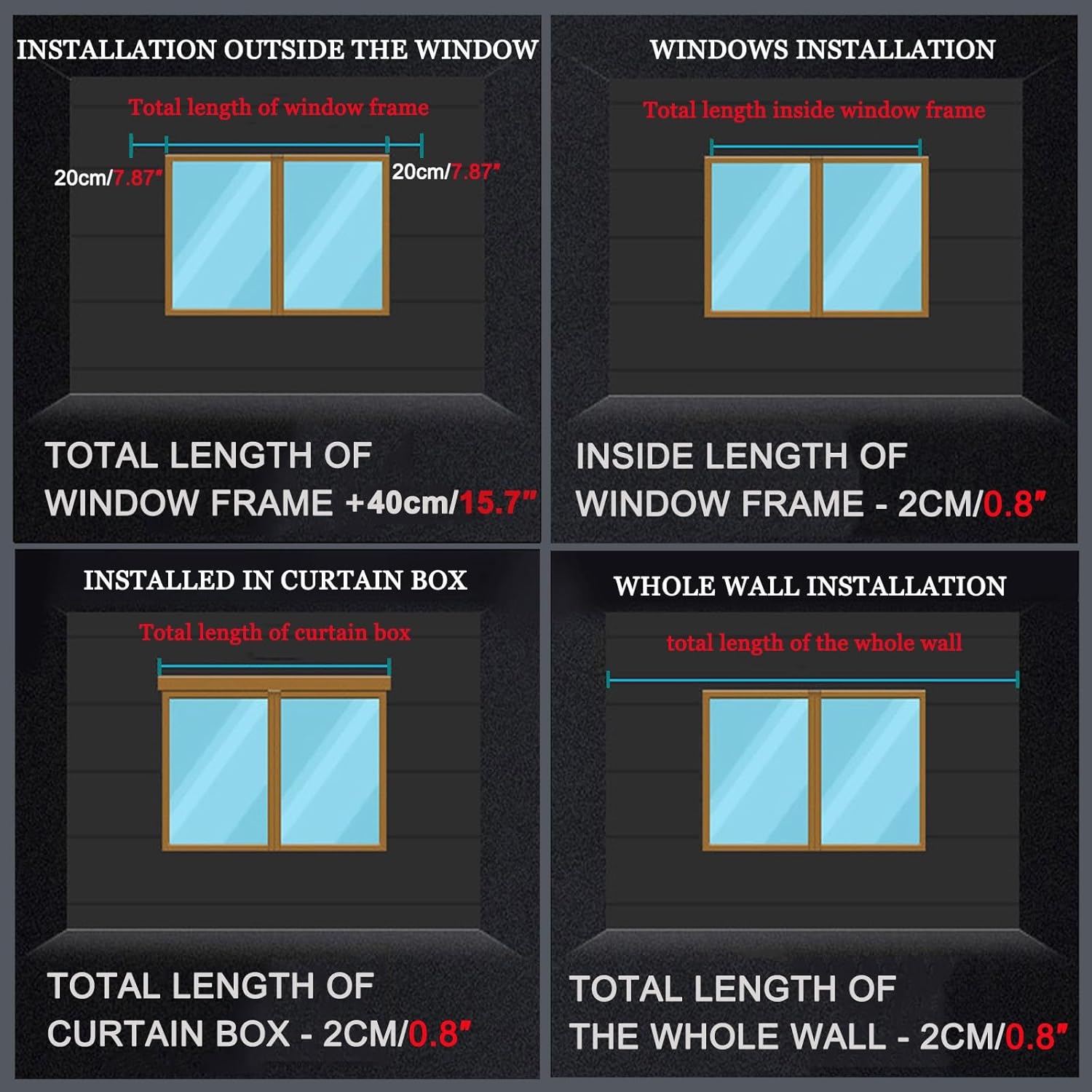 アルミカーテンレール - 5色天井レール - 天井/壁取り付け - 遮光