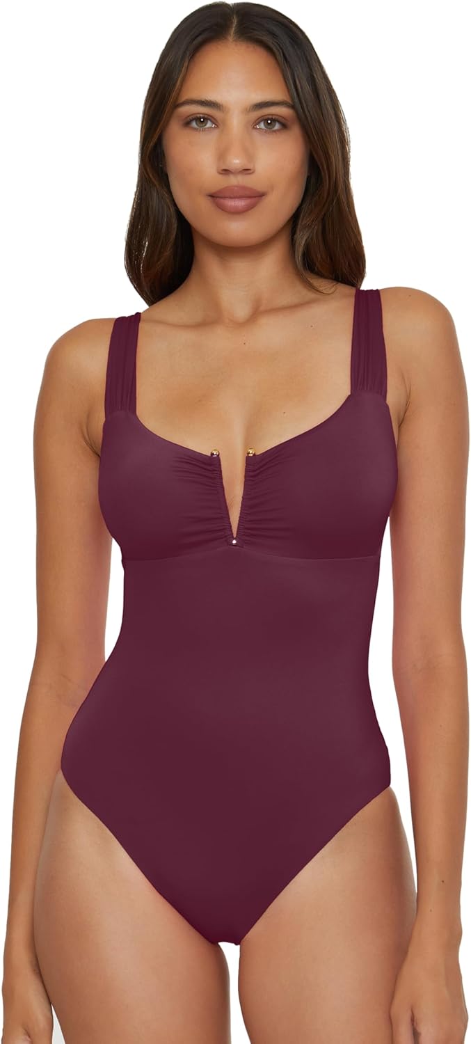 BECCA Color Code - Women's V-Wire One Piece Swimsuit, Adjustable, Bathing Suits for Women