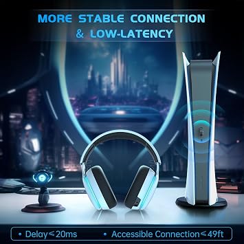 Gvyugke Gaming Headset, 2.4GHz Wireless Gaming Headphone for PS4, PS5, PC, Mac, 5.2 Bluetooth Headphone with Detachable Noise Canceling 3D Microphone, 3.5mm Wired Mode for Xbox Series