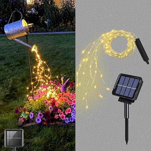 Miniatura 11 de Guirnalda de luces impermeables para decoración de cascada, 10 hebras 200 LED guirnalda de luces de hadas de batería luces de alambre plateado