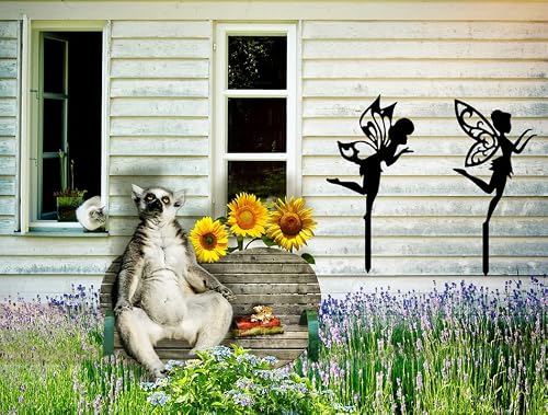 Garden Stake Metal Outdoor Decoration - Fairy Garden Stakes Outdoor Garden Decor Fairy Art Lawn Garden Silhouette Black Fairy Silhouette Stake For Yards, Gardens Spring Decor - Set Of 2 #TOP2