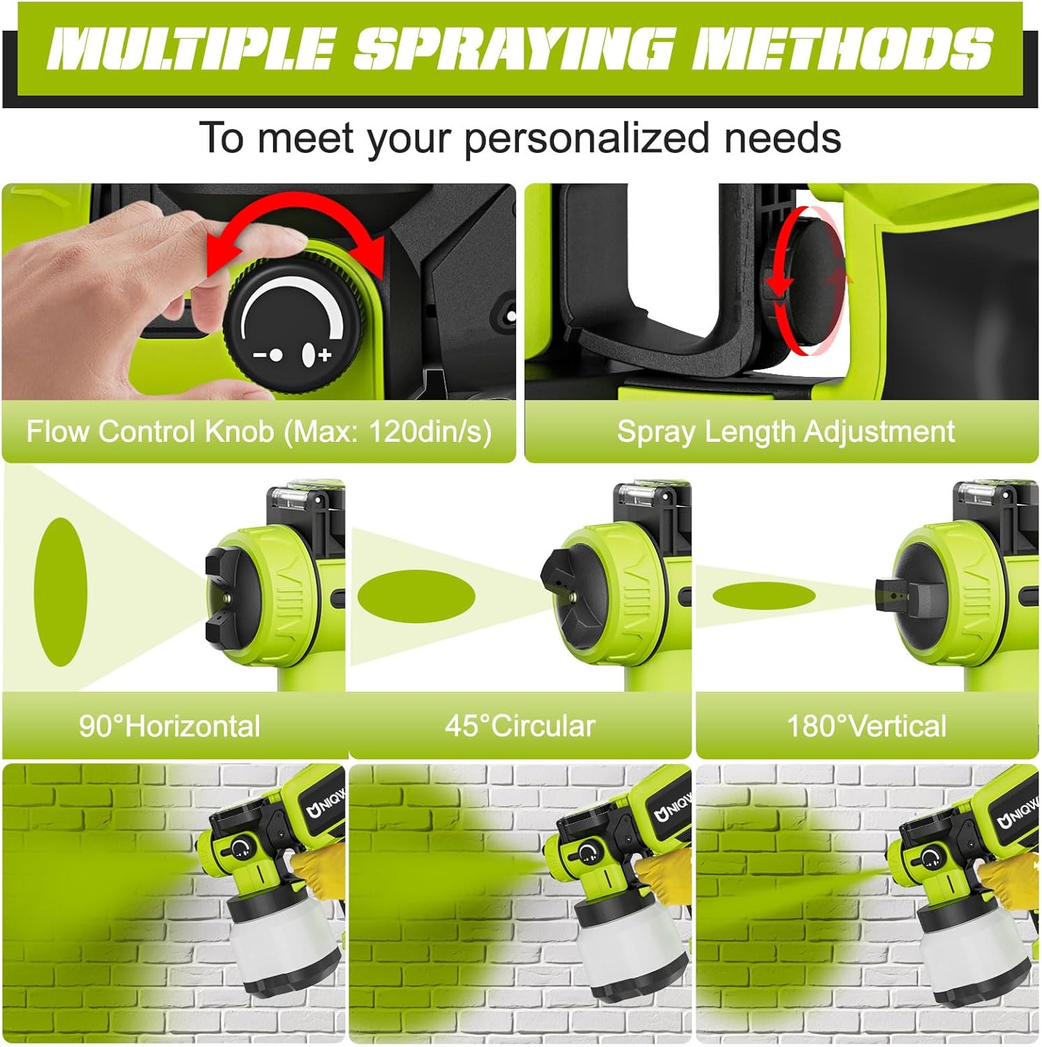 Paint Sprayer Cordless Compatible for Ryobi 18V Battery, 70000PRM Electric Paint Sprayer for Furniture Fence Cabinets Wall Deck House Painting, AUTO Spraying, 1200ml Container & 4 Nozzles (No Battery)
