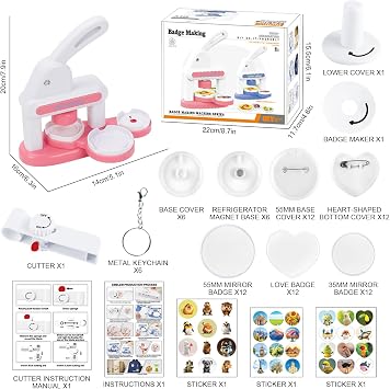 Button Maker Machine, Pin Maker Multiple Sizes 35mm+55mm Pin Badge Maker Machine Button Making Supplies, Perfect for DIY Crafts & Personalized Gifts (B Type)