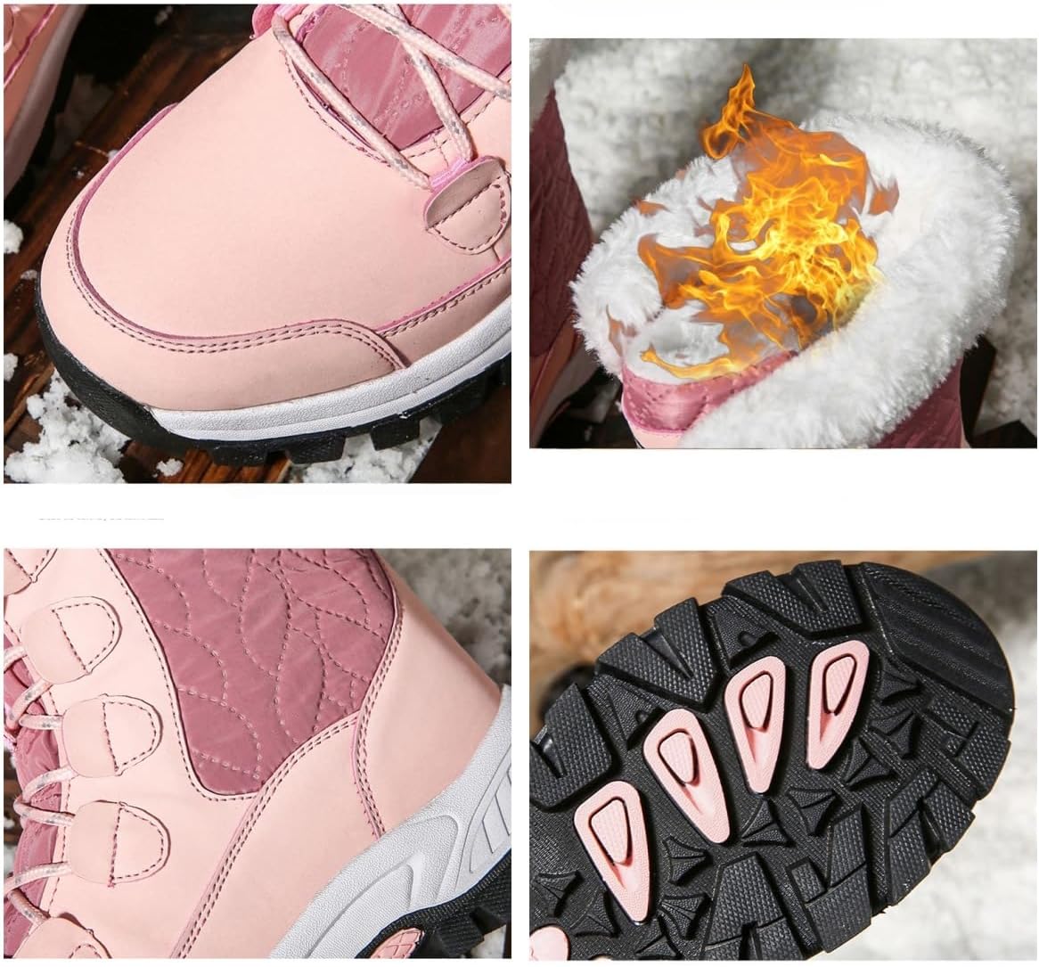 Women's Solid Color Snow Boots, Fashionable Winter Slip-on Plush Lined Comfortable Warm Outdoor Walking Shoes, Comfortable Mid-calf Boots