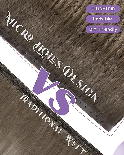 Miniatura 141 de LaaVoo Extensiones de cabello humano real para coser, extensiones de cabello humano de doble trama, color negro azabache, 18 pulgadas, 3.53 onzas