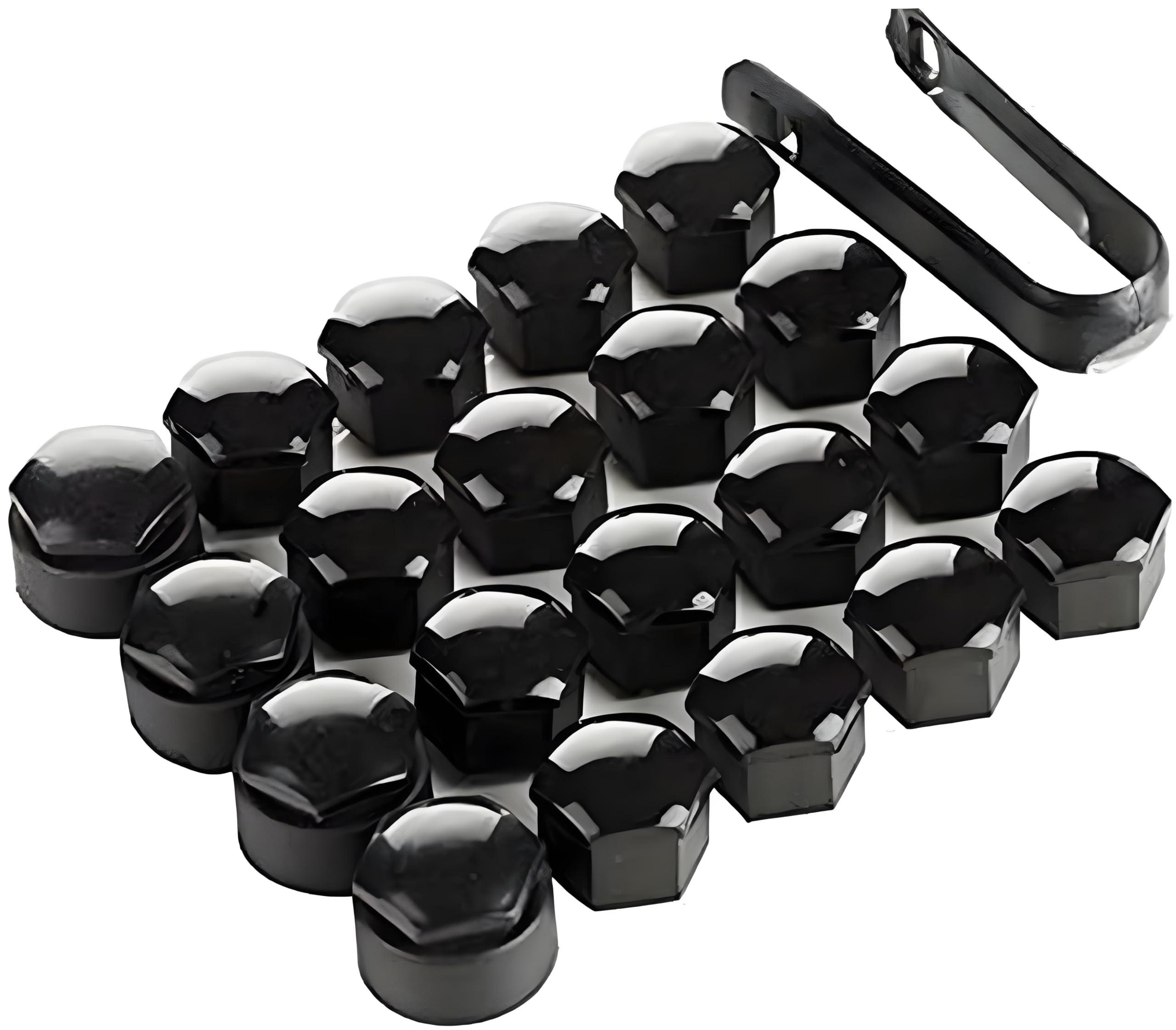 VAPORVERSE 20 Pcs Wheel Nut Covers for Kia Ceed Ⅲ Sportswagon Combi 2018-, 16 Standard and 4 Locking Caps Plastic Auto Hub Screw Protector Black Trim Set,19mm