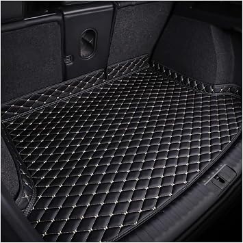 Car Trunk Mat for Jaguar E-PACE 2017-2023, Custom Fit PU Leather Rear Cargo Liner All Weather Protection Non-Slip Carpet Cover Interior,Black-White