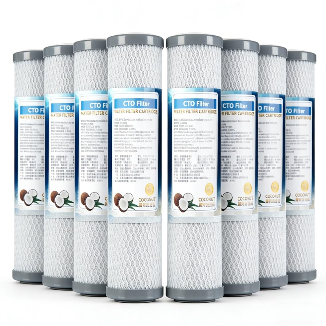 Filtre charbon actif eau domestique saine pour toute la famille, lot de 8 blocs 10x2,8