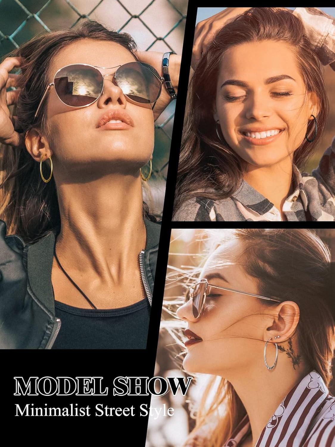 Stainless Steel/18K Gold/Black Plated Hoop Earrings for Women 30/40/60/80mm Hoops Hypoallergenic Fashion Jewelry(Gift Wrapped) - Image 2