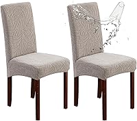 Vista 33 de Genina Fundas impermeables para sillas de comedor, fundas elásticas de jacquard para sillas de comedor, extraíbles y lavables, protector de silla
