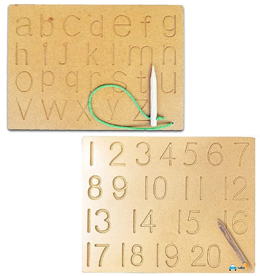 FunBlast Set of 2 Writing Practice Tracing Wooden Boards for Kids - Small Alphabet with 123 Boards Educational Toy for Kids - Multi Color (B09BBFXS9Q) Amazon Price History, Amazon Price Tracker