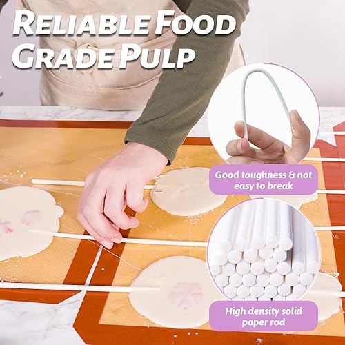 Vista 17 de 500 palitos de piruleta blancos de 4 pulgadas, palitos de papel para decoración de pasteles, postres, chocolate, galletas, dulces (0.118 in)