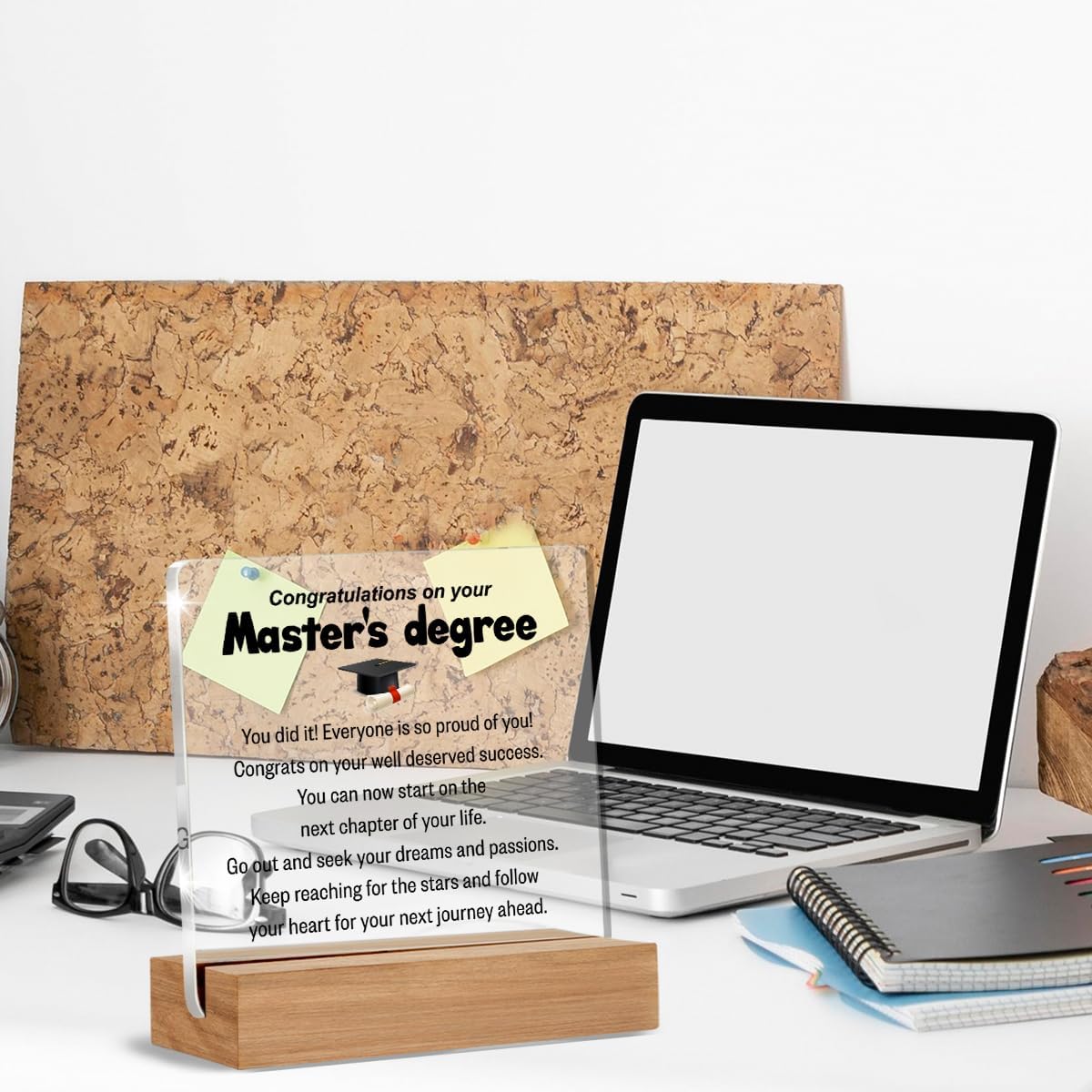 Masters Degree Graduation Gifts, Graduation Gifts for Her Him, Congratulations on Your Master’s Degree Home Office Desk Decor Signs Plaques 4 x 4 Inches image 3