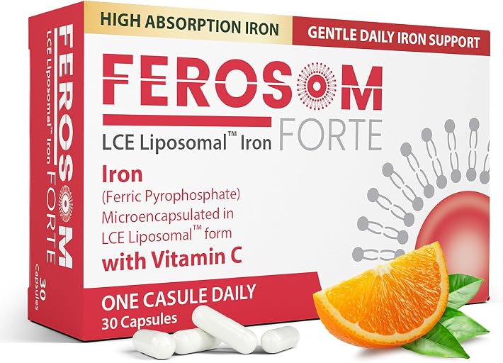 LCE Liposomal Gentle Iron Supplement 30 mg, 30 Capsules | With vitamin C, high absorption support, well-tolerated daily formula for hemoglobin and ferritin