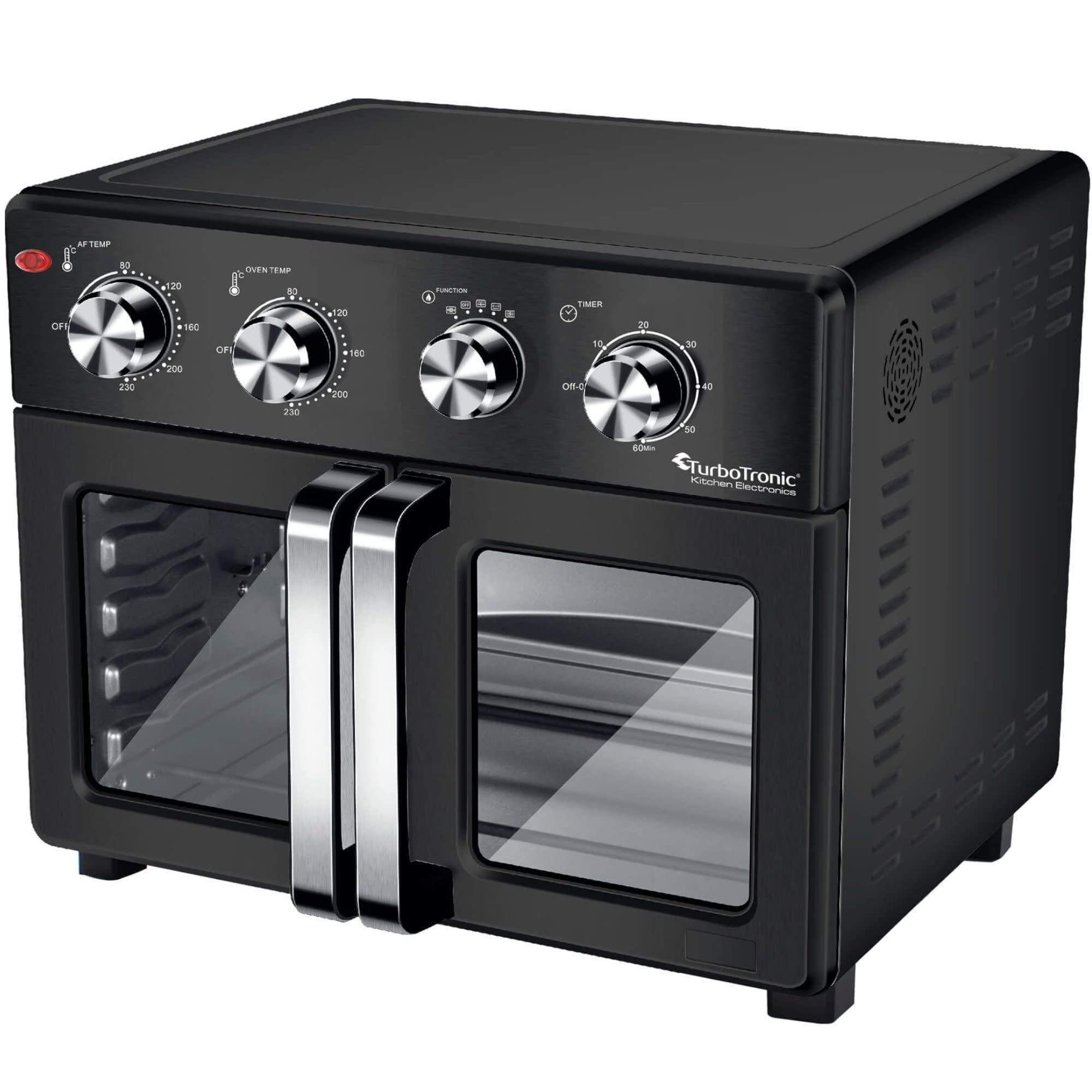 TurboTronic - Forno ad aria calda digitale, XXL, 32 litri, con spiedino girevole per pollo, 4 in 1, mini forno e friggitrice ad aria calda Airfryer a partire da 80 °C