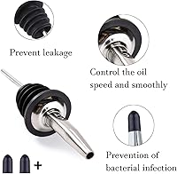 Vista 3 de LanMa Boquilla para botella de acero inoxidable para verter licor, vinagre, jarabe o aceites con embudos de acero inoxidable (2 unidades)