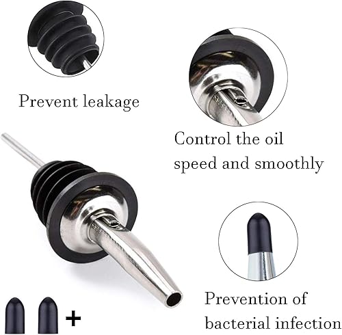 Miniatura 3 de LanMa Boquilla para botella de acero inoxidable para verter licor, vinagre, jarabe o aceites con embudos de acero inoxidable (2 unidades)