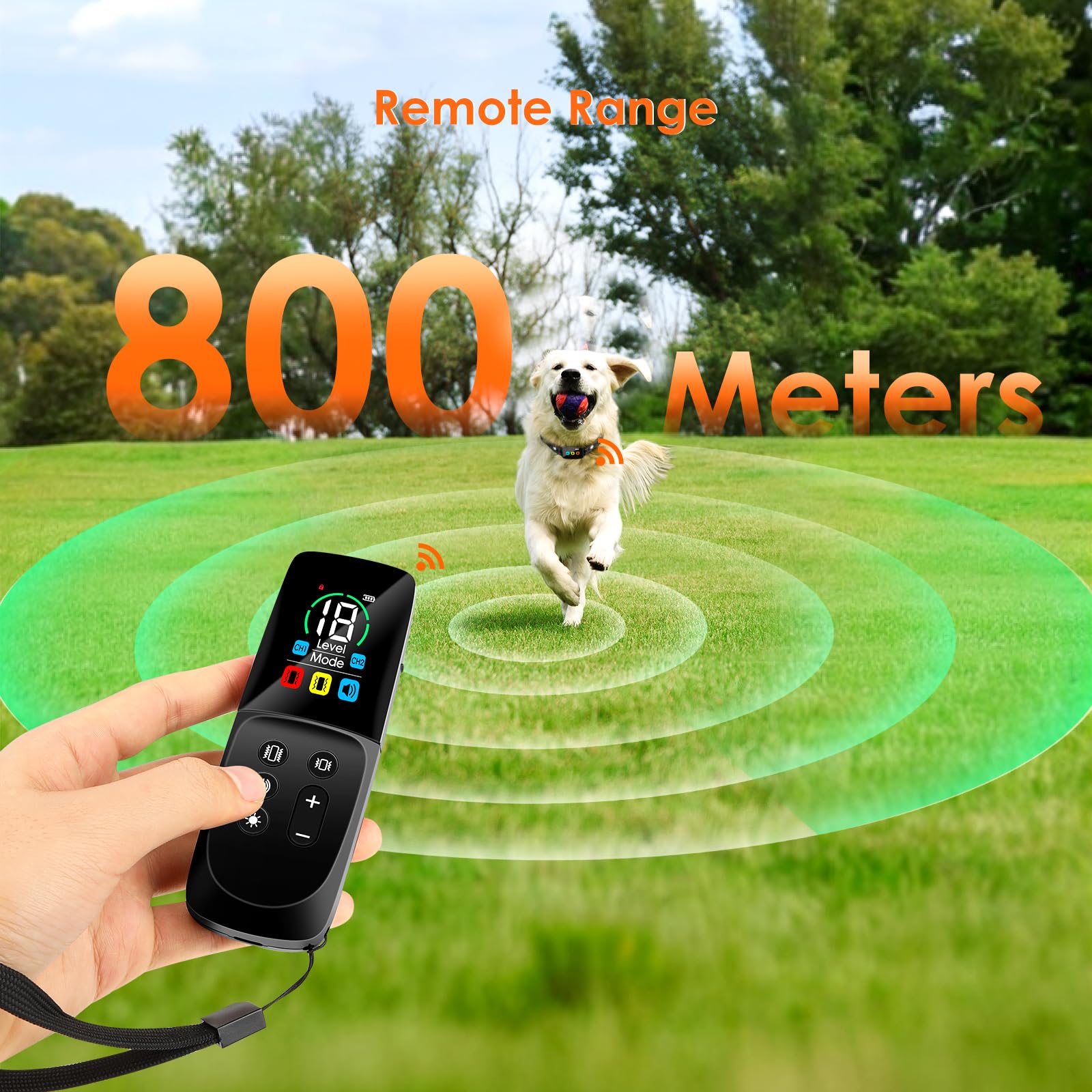 Collier Anti-aboiements avec télécommande pour Chiens, Dispositif Anti-aboiements, Modes de bip et de Vibration, Rechargeable, Couleur LCD,étanche IP67 Collier de Dressage pour Chiens