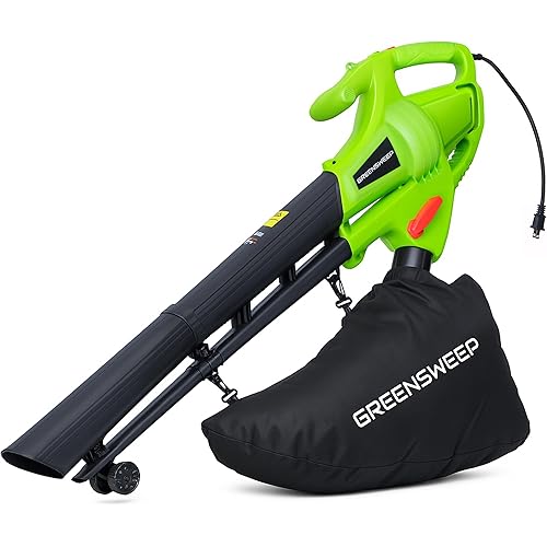 3-in-1 Leaf Blower, Vacuum & Mulcher – 10 Amp Electric Garden Tool with 10-Gallon Collection Bag – Lightweight, Powerful & Easy to Use