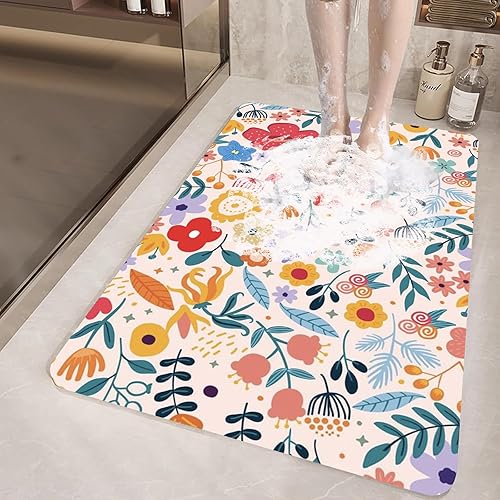 Non-Slip Bathtub Mat, 16x24in1.3x2ft, Shower Mats for Bath Tub, PVC Loofah Bathroom Mats for Wet Areas, Quick Drying