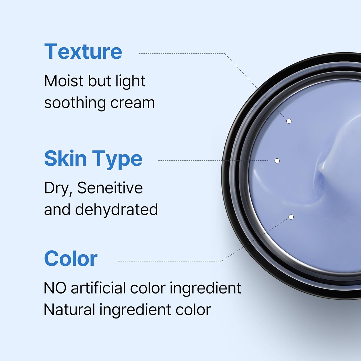 SURMEDIC AZULENE Moisturizing Soothing Cream, Calming Cream for Sensitive Skin, Daily Facial Moisturizer for Barrier Repair, Blemish Relief Care, Korean Skincare 50ml, 1.69 oz