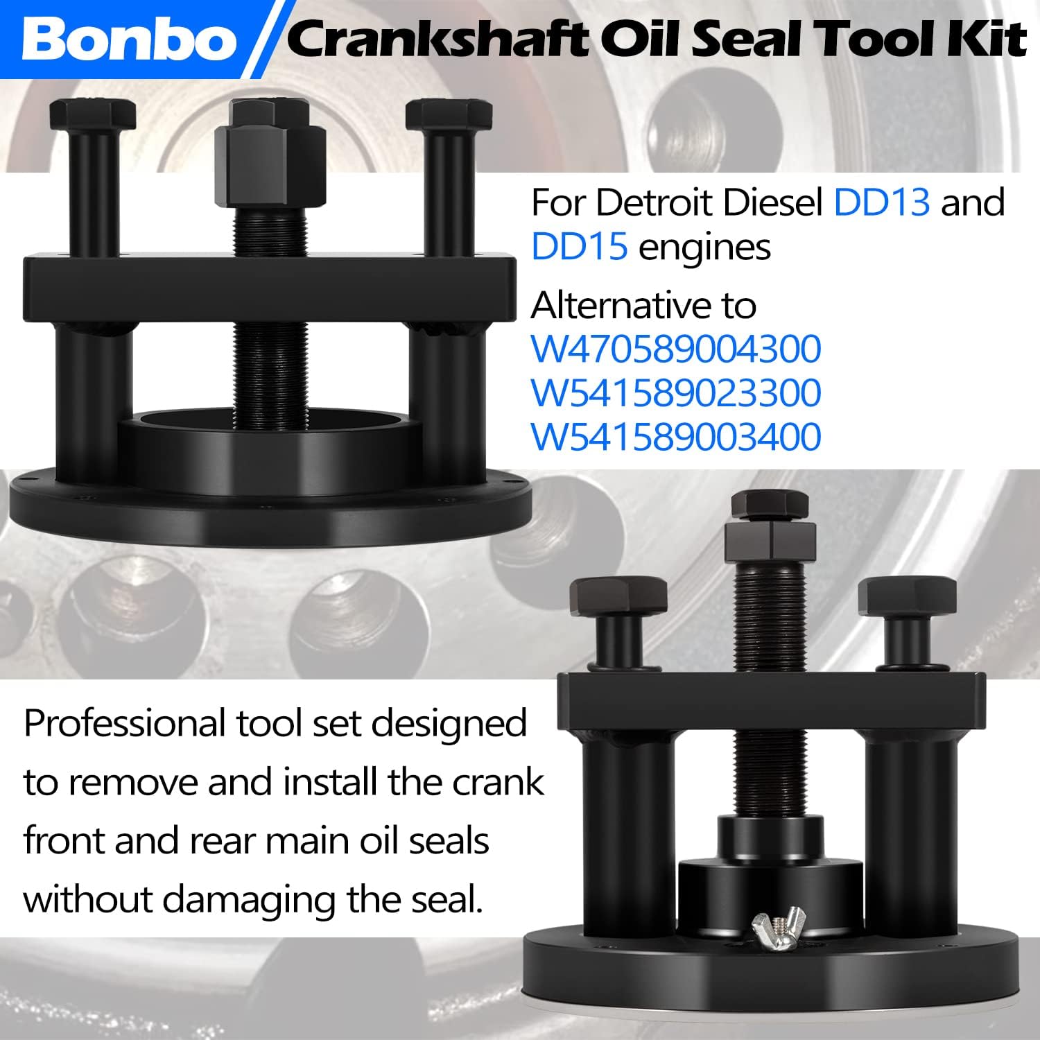 Bonbo for Detroit Diesel DD13 DD15 Crankshaft Oil Seal Front & Rear Seal Remover & Installer Tool Kit Alternative to W470589004300 W541589023300 W541589003400 - Image 4