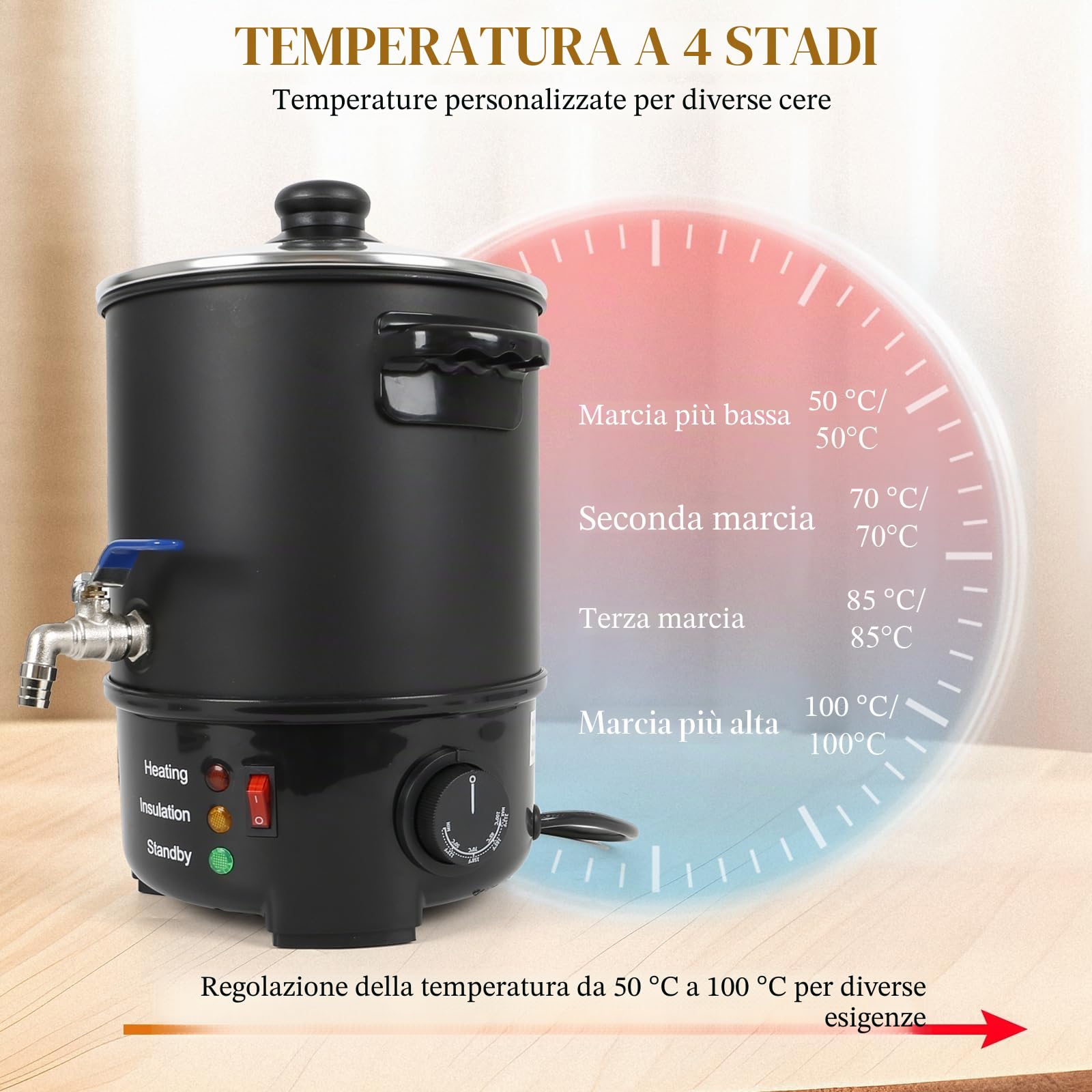 LIROPAU Fonditore di Cera per la Fabbricazione di Candele 4L