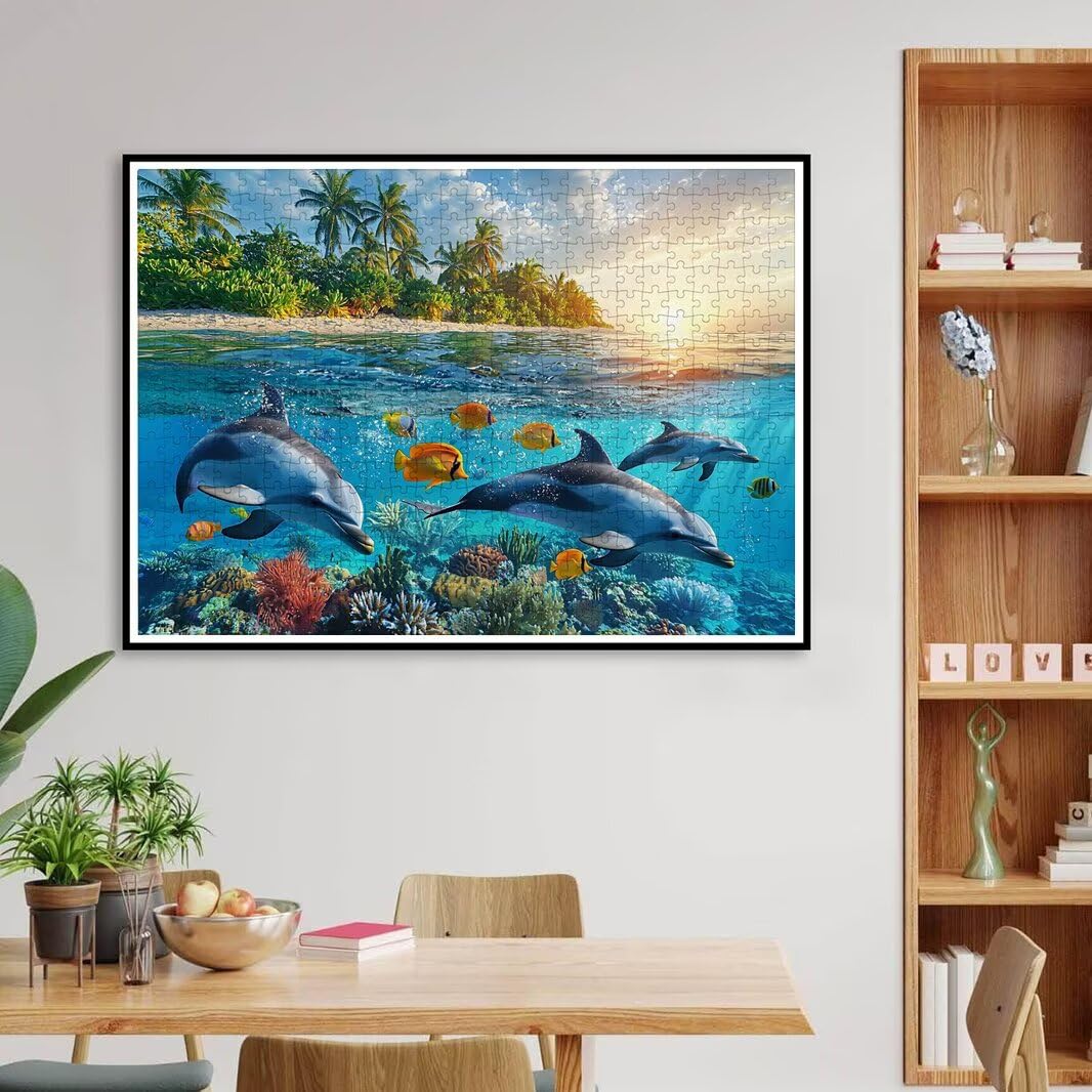 Puzzle 2000 elementów dla dorosłych, puzzle delfin wymagająca gra -4463