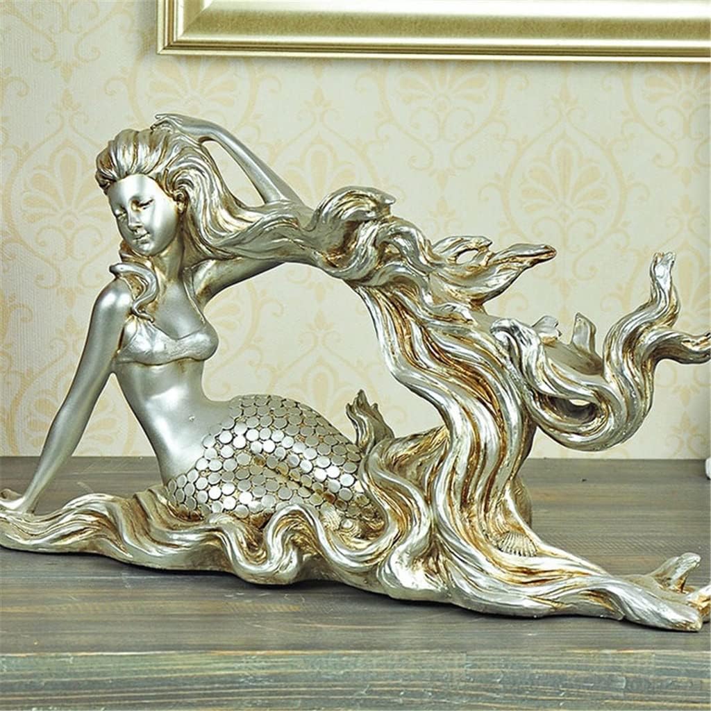 Retro Mermaid Resin Shape Wine Rack European Cabinet Desktop Ornaments