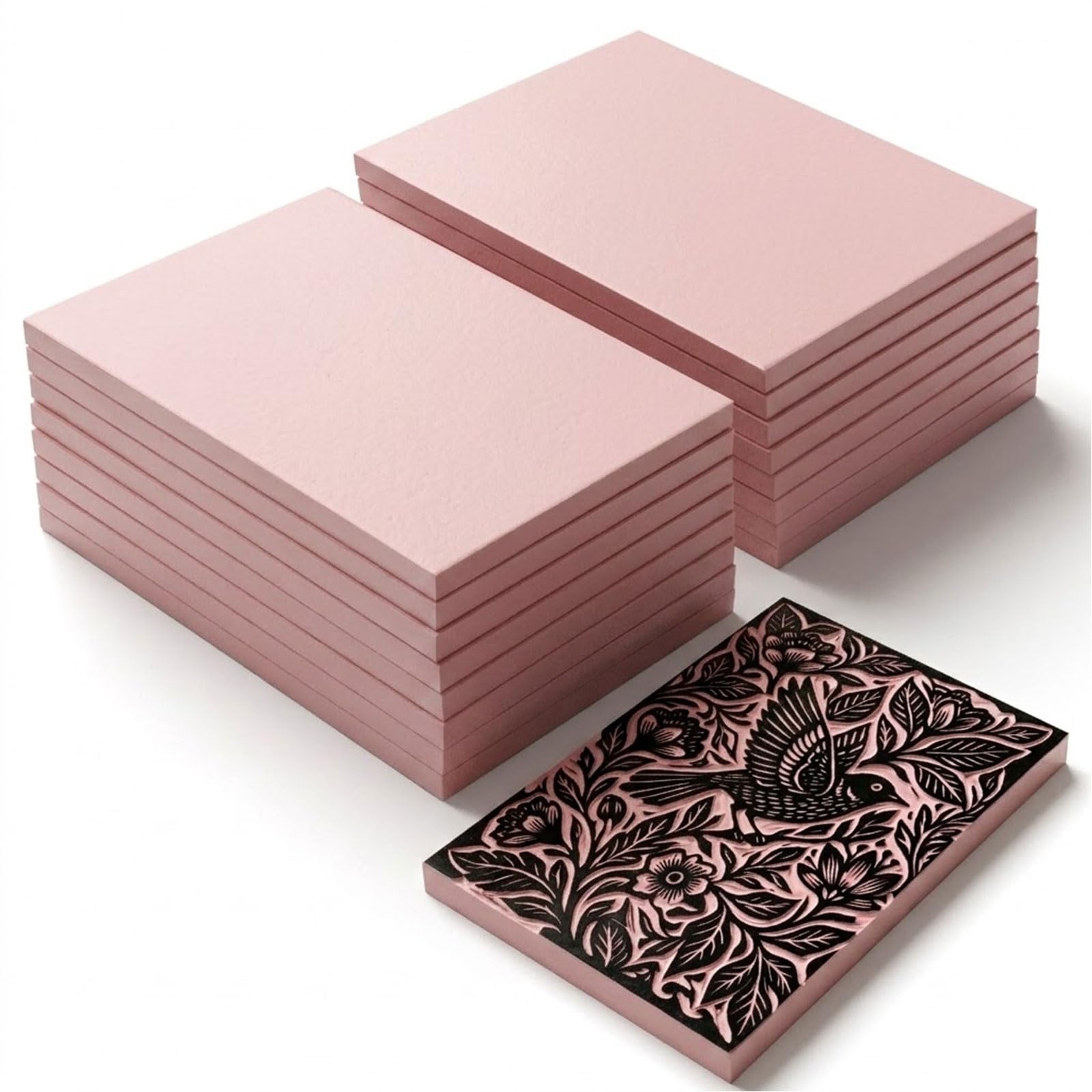 16 sztuk bloków linoleum do grafiki, 10 x 15 cm, miękkie, gumowe bloki do rzeźbienia znaczków, różowe bloki linorytowe do materiałów drukarskich, zestaw do drukowania blokowego dla początkujących i