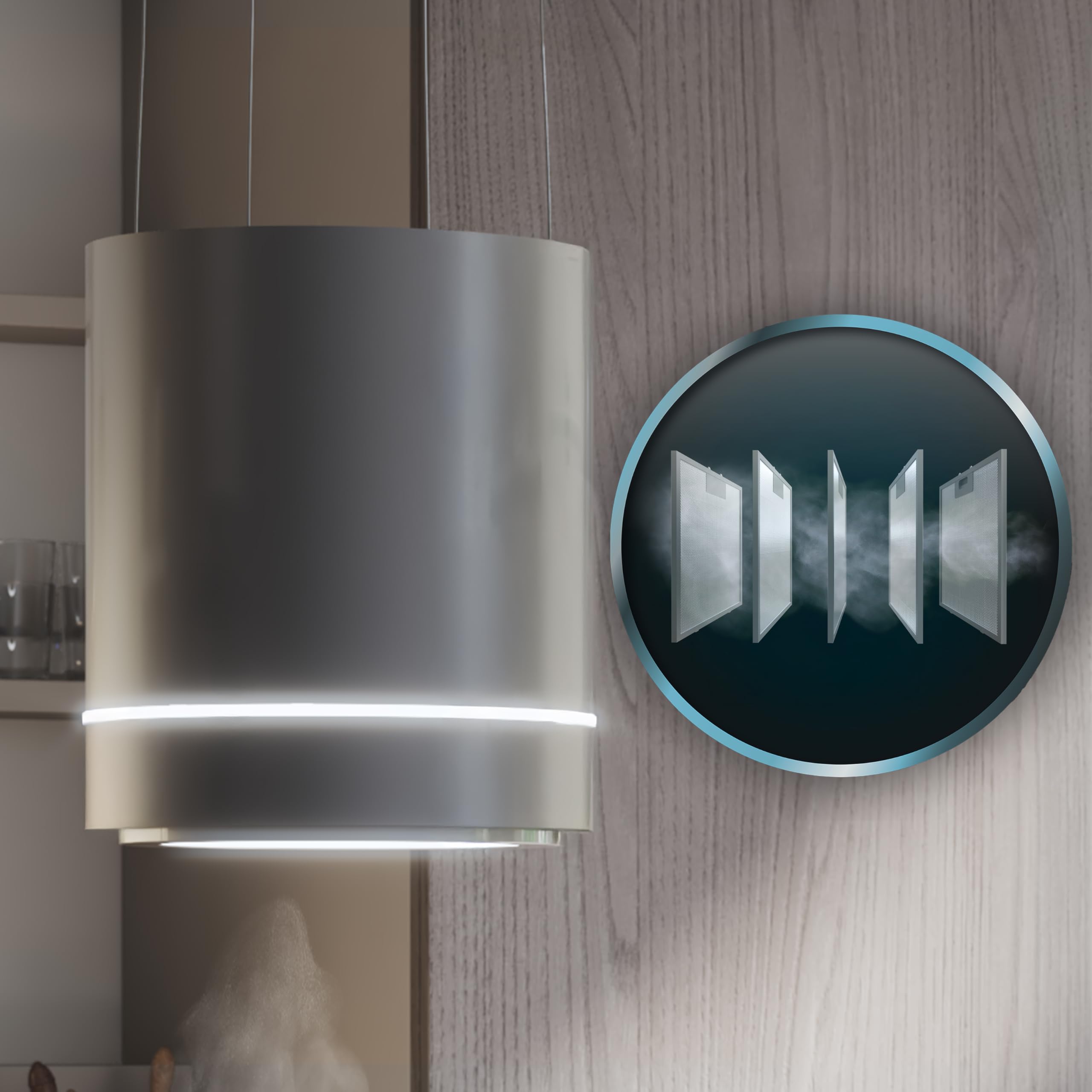 Cecotec Bolero Flux Cre Insel-Dunstabzugshaube 44 cm Edelstahloptik 800 m³/h 210 W A++