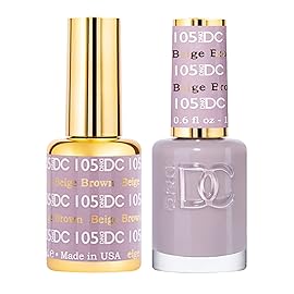 DND DC Gel Polish Set, Beige Nude Collection, UV/LED Gel Polish and Air Dry Nail Lacquer, Matching Chip-Free Polish Duo, 105 Beige Brown, 0.5 Fl Oz