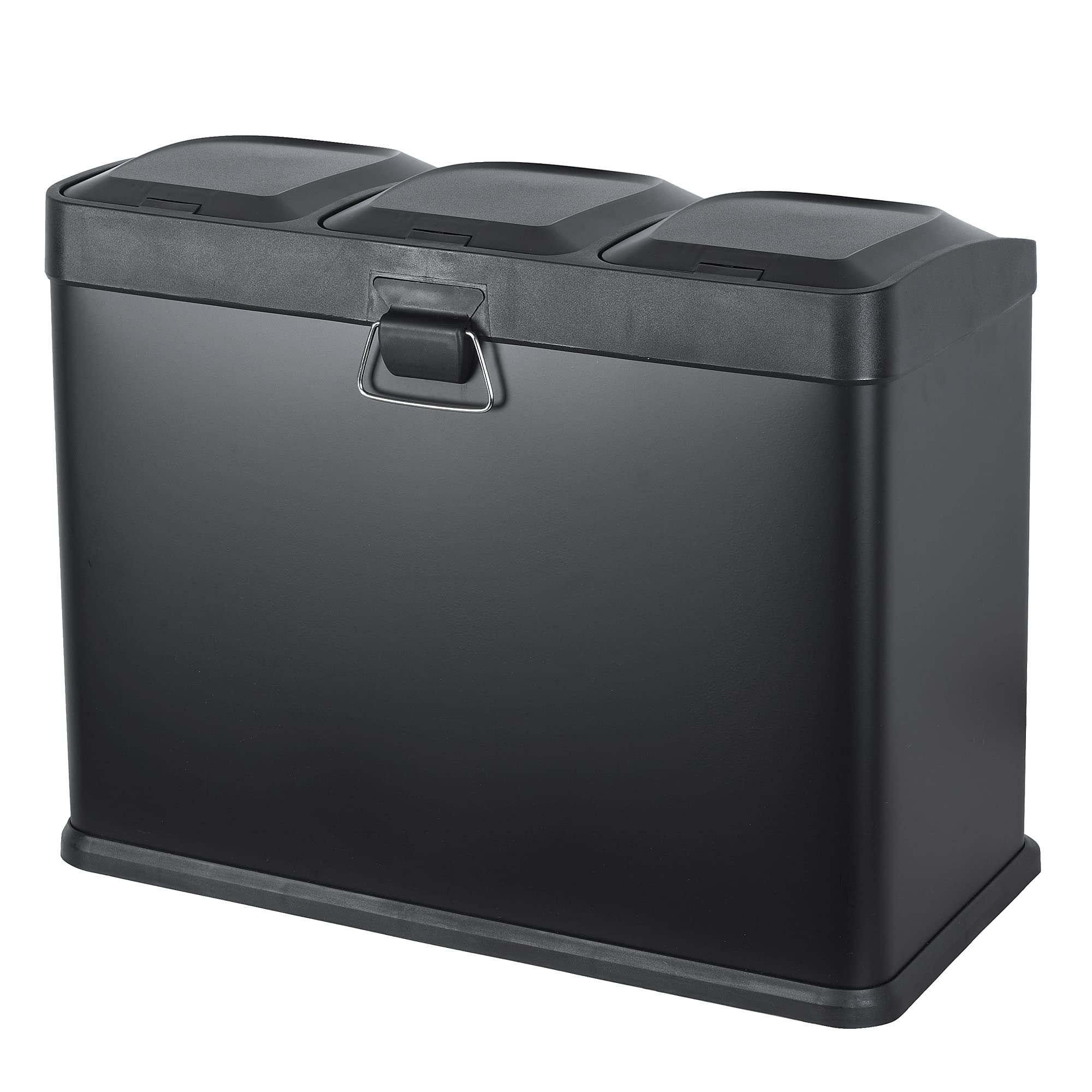 Cubo de reciclaje ecológico 45 litros de 3 compartimentos, reciclaje de basura / cubos de reciclaje, Gran Capacidad, para Papel, Vidrio y Plástico, Id