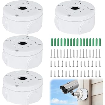 Pack of 4 Camera Junction Box Cable Box Waterproof Plastic Junction Box for Bullet Surveillance Camera Junction Box White